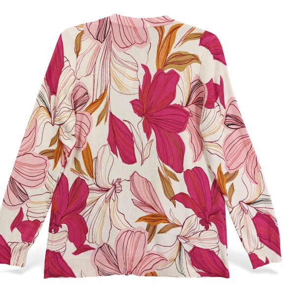 Chicos Floral Cardigan Size 0 Small Multicolor Lightweight Swearter Office Cozy - Picture 2 of 10